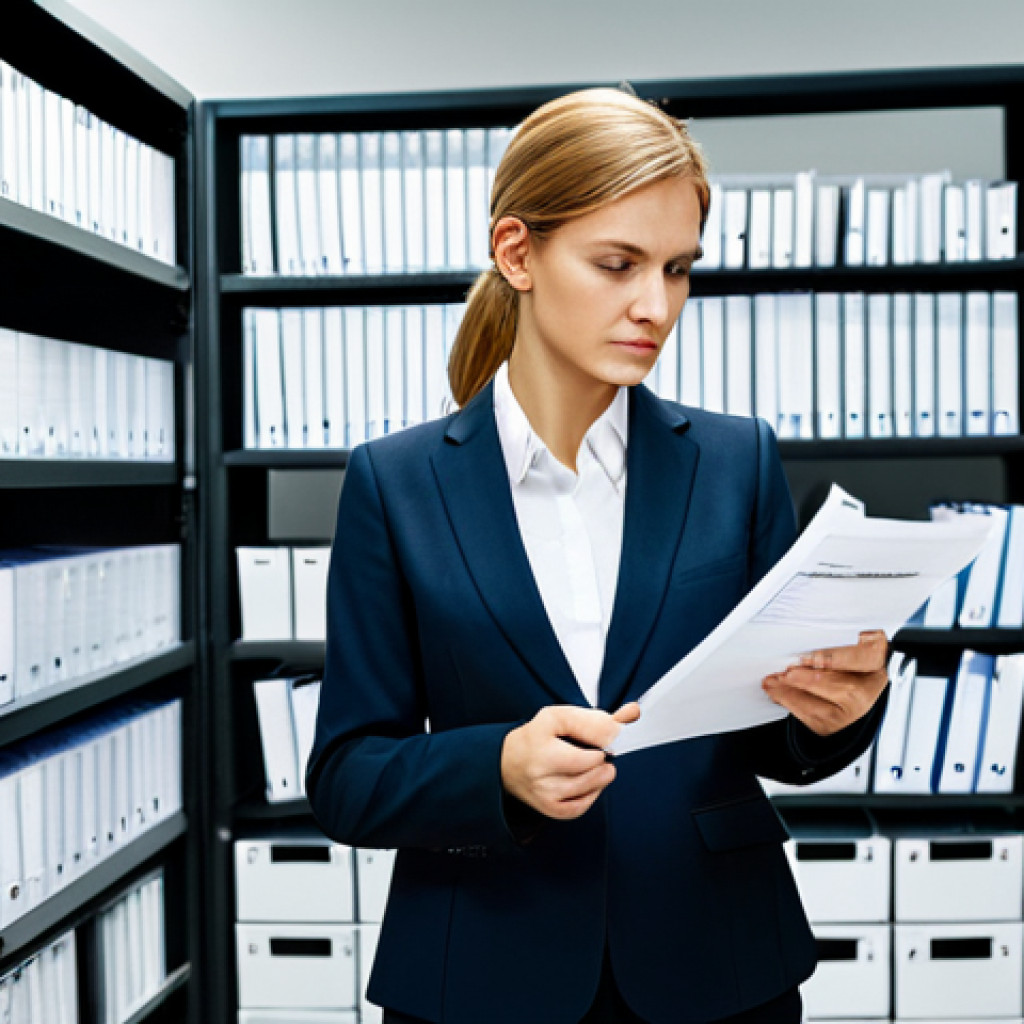 관세사와 관련된 국제 협약 - "A professional female customs agent in a modern German customs office, reviewing documents, surroun...