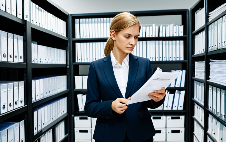 관세사와 관련된 국제 협약 - "A professional female customs agent in a modern German customs office, reviewing documents, surroun...