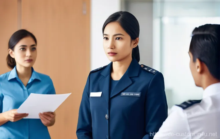 관세사 직업에 적합한 성격 - **A dynamic, stylized illustration depicting a female customs professional in her early 30s, standin...